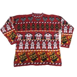 Nuggets Vintage 80’s Ugly Christmas Sweater Size Large Gingerbread Men Stockings